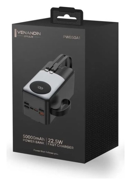 Avctekno Venandin PWB50A1 50.000 Mah LED Göstergeli 22.5W Hızlı Kendinden Kablolu Powerbank fiyatları
