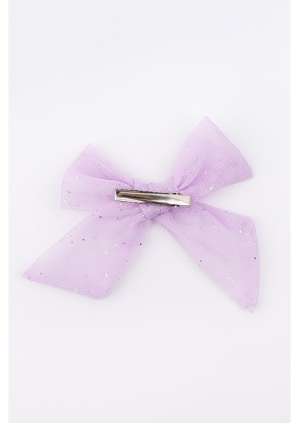 Lila Simli Tül Fiyonk Kız Çocuk Klips Toka