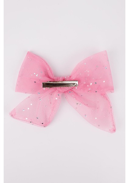 Pembe Simli Tül Fiyonk Kız Çocuk Klips Toka