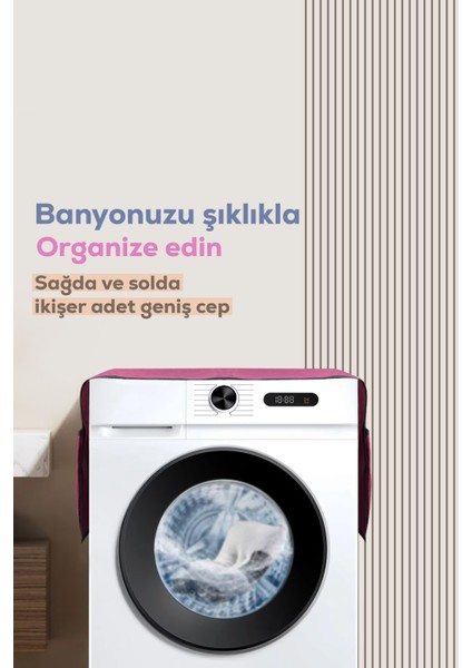 Çamaşır Makinesi Örtüsü 4 Cepli Banyo Düzenleyici Organizer Buzdolabı Örtüsü Depolama Hurç modelleri