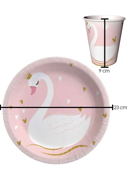 Pembe Kuğu Temalı 4'lü Parti Seti