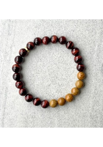 Ardıç Ağacı ve Kızıl Kaplan Gözü Doğal Taş Bileklik fiyatları