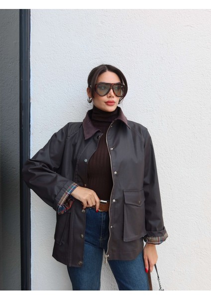 Süet Yaka Çıtçıtlı Mumlu Ceket fiyatları