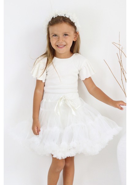 Beyaz Kız Çocuk Tütü Etek - Bonita