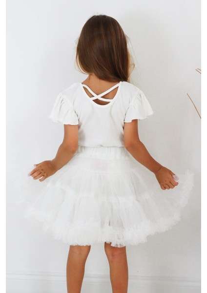 Beyaz Kız Çocuk Tütü Etek - Bonita