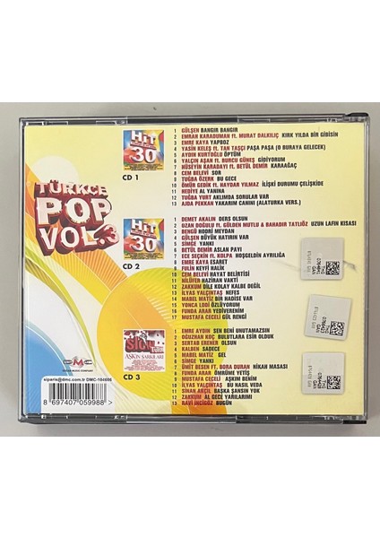 Türkçe Pop Vol 3 3 CD 43 Şarkılık CD Set (Orijinal Dönem Baskı 3 Cd) fiyatları