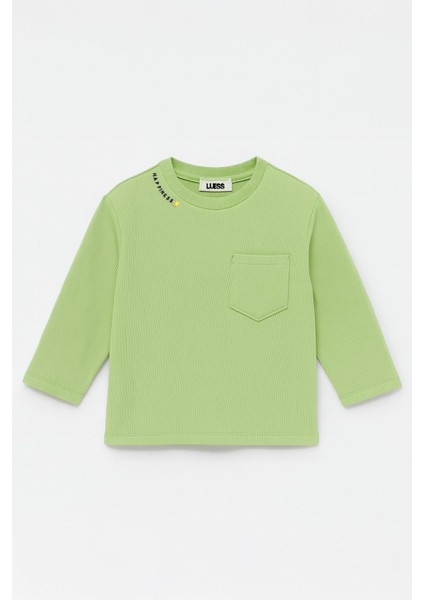 Unisex Çocuk Happiness Nakışlı Cepli Fitilli Kaşkorse Tişört fiyatları