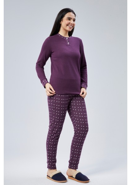 Mooncover Kadın Kışlık Pijama Takımı Mor fiyatları
