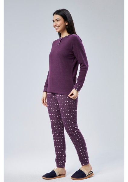 Mooncover Kadın Kışlık Pijama Takımı Mor fırsatları
