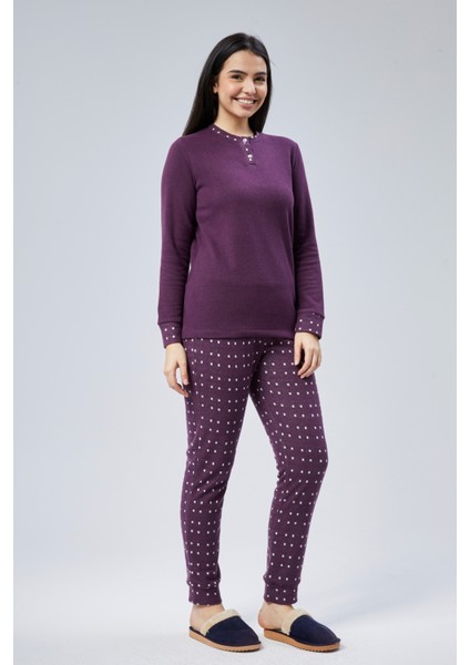 Mooncover Kadın Kışlık Pijama Takımı Mor indirimleri