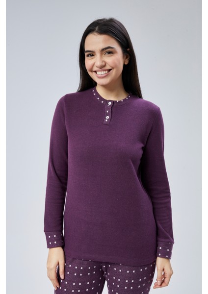 Mooncover Kadın Kışlık Pijama Takımı Mor