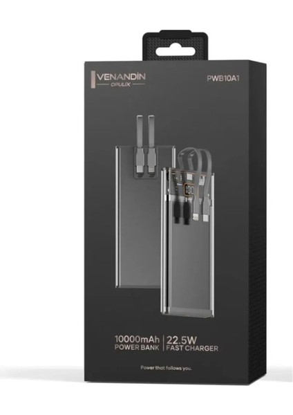 Avc Tekno Venandin PWB10A1 10.000 Mah LED Göstergeli 22.5W Hızlı Kendinden Kablolu Powerbank fiyatları