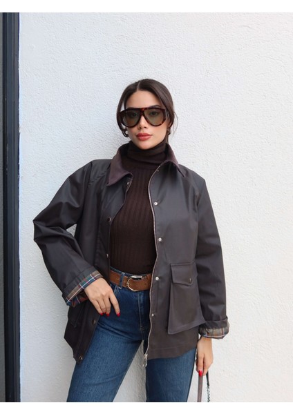 Süet Yaka Çıtçıtlı Mumlu Ceket fırsatları