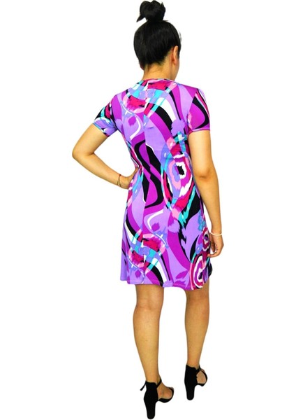 Kadın Mor V Yaka Elbise BGL-ST00714 modelleri