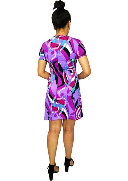 Kadın Mor V Yaka Elbise BGL-ST00714 fırsatları