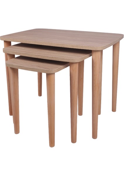 Yuvarlatılmış Kenarlı Zigon Sehpa, Meşe