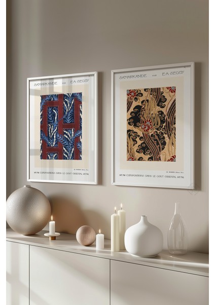 Antik Desen 2'li Beyaz Çerçeveli Poster, Tablo Seti No:39 fiyatları