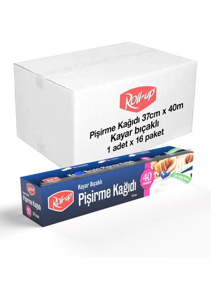 Pişirme Kağıdı Kayar Bıçak Hediyeli 37CM x 40M x 16 Paket (Koli)
