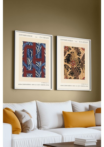 Antik Desen 2'li Beyaz Çerçeveli Poster, Tablo Seti No:39 fırsatları