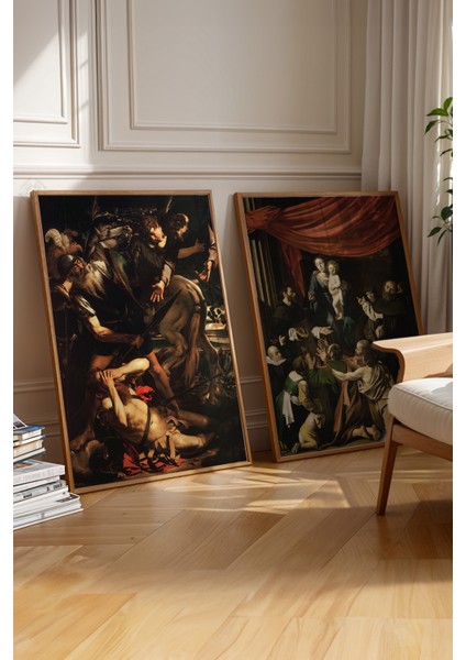 Barok 2'li Ahşap Çerçeveli Poster, Sanatsal Tablo Seti No:14 fırsatları