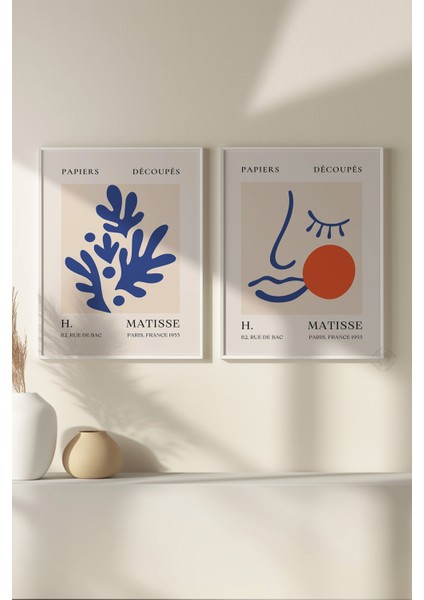 Mavi Matisse 2'li Beyaz Çerçeveli Poster, Tablo Seti No:27 modelleri