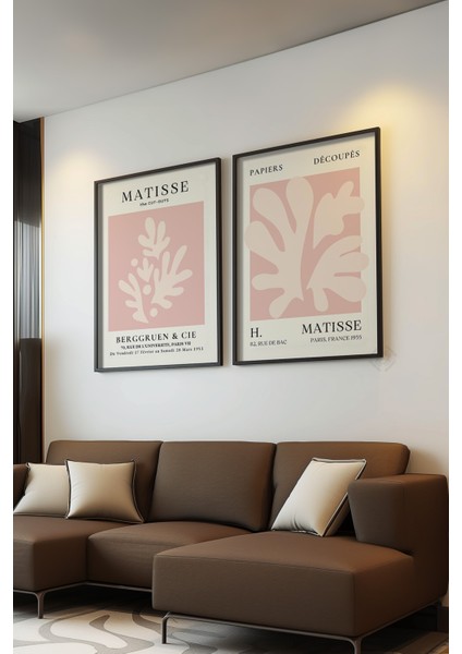 Pembe Matisse 2'li Siyah Çerçeveli Poster, Tablo Seti No:28