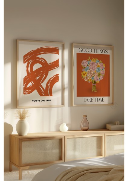 Dekoratif 2'li Ahşap Çerçeveli Poster, Duvar Tablosu No:2 modelleri