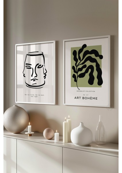 Bohem Minimalist 2'li Beyaz Çerçeveli Poster, Tablo Seti No:18 fiyatları