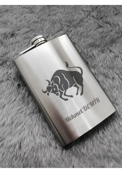 Isime Kişiye Özel Boğa Temalı Hediye 9 Oz Çelik Cep Matarası Paslanmaz Çelik Cep Matarası 266 ml Matara fiyatları