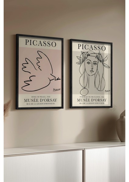 Picasso 2'li Siyah Çerçeveli Poster, Tablo Seti No:23 modelleri