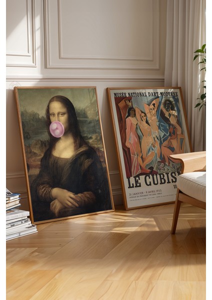 Mona Lisa ve Picasso 2'li Ahşap Çerçeveli Poster, Tablo Seti No:33 fırsatları