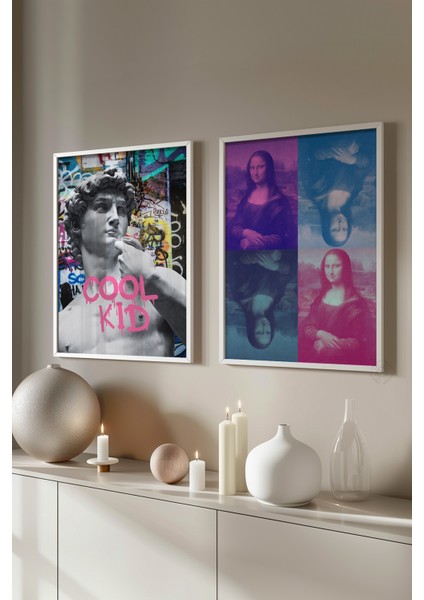 Modern Sanat 2'li Beyaz Çerçeveli Poster, Tablo Seti No:35 fiyatları