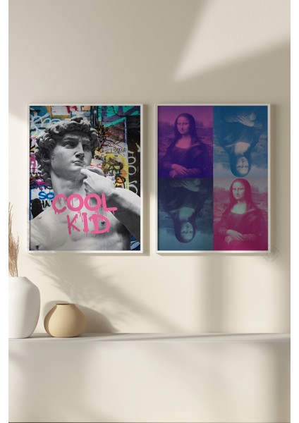 Modern Sanat 2'li Beyaz Çerçeveli Poster, Tablo Seti No:35 modelleri
