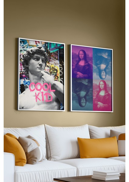 Modern Sanat 2'li Beyaz Çerçeveli Poster, Tablo Seti No:35 fırsatları