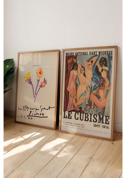 Picasso 2'li Ahşap Çerçeveli Poster, Sanatsal Tablo Seti No:12