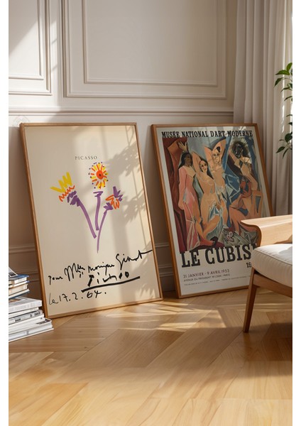 Picasso 2'li Ahşap Çerçeveli Poster, Sanatsal Tablo Seti No:12 fırsatları