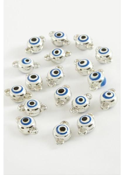 Wizard Nazar Çift Kulplu Mineli Bileklik ve Kolye Ucu Aparatı 1 Adet-Beyaz