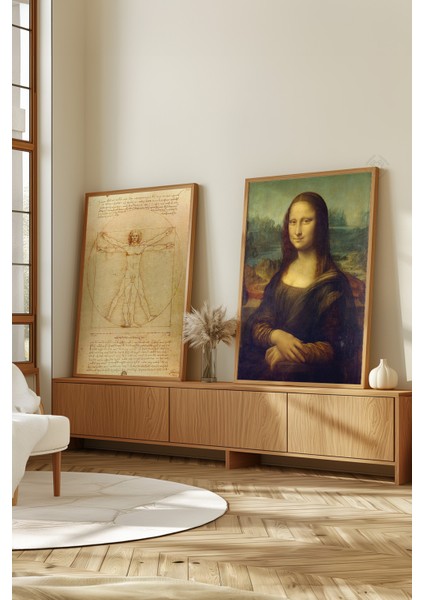 Leonardo Da Vinci 2'li Ahşap Çerçeveli Poster, Tablo Seti No:34 fiyatları