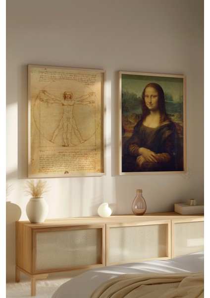Leonardo Da Vinci 2'li Ahşap Çerçeveli Poster, Tablo Seti No:34 modelleri
