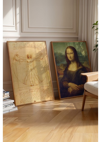 Leonardo Da Vinci 2'li Ahşap Çerçeveli Poster, Tablo Seti No:34 fırsatları