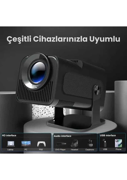 HY320 Wifi ve Telefon Ekran Yansıtma Özellikli Android Projeksiyon Cihazı