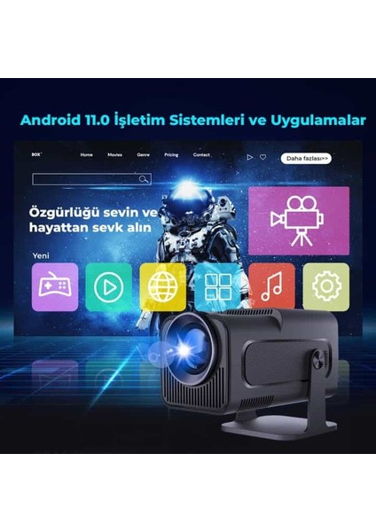 HY320 Wifi ve Telefon Ekran Yansıtma Özellikli Android Projeksiyon Cihazı