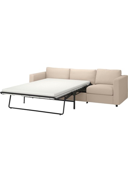 3'lü Yataklı Kanepe, Hallarp Bej, Sert Yataklı, Dar Kolçaklı