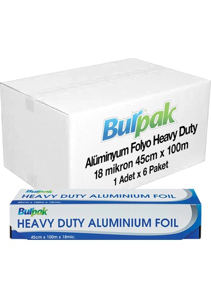 Heavy Duty Alüminyum Folyo 45CM x 100 M 18MIC x 6 Paket (Koli)