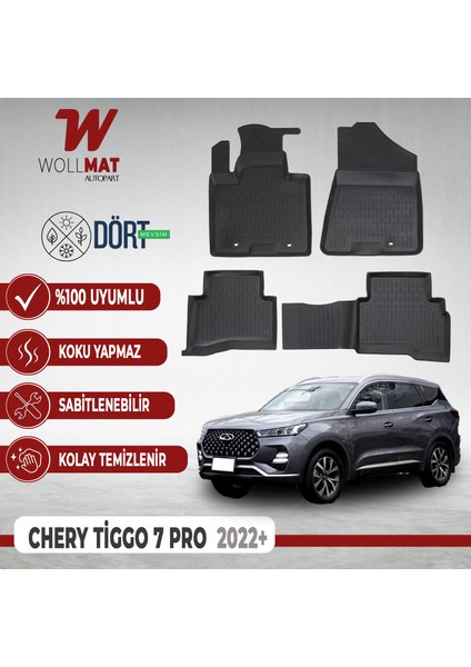 Chery Tiggo 7 Pro Paspas 2022 Sonrası Uyumlu 3D Havuzlu Paspas