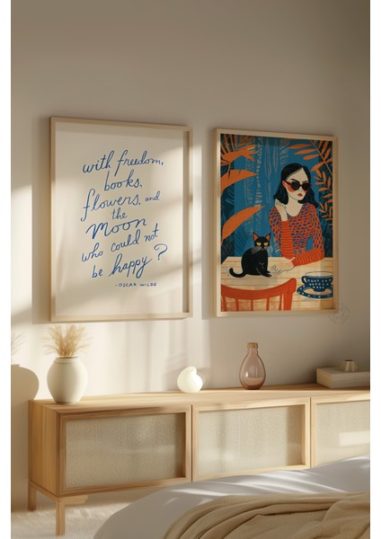 Oscar Wilde 2'li Ahşap Çerçeveli Poster, Sanatsal Tablo Seti No:3 modelleri