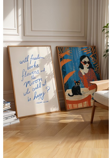 Oscar Wilde 2'li Ahşap Çerçeveli Poster, Sanatsal Tablo Seti No:3 fırsatları