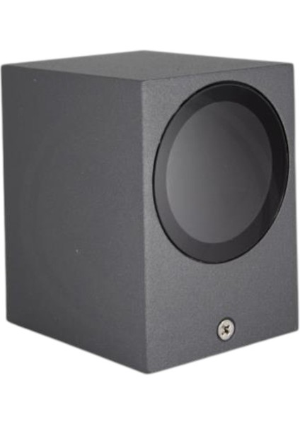 Tek Yön Dış Mekan Aplik, Alüminyum Gövde, Temperli Cam, Mat Siyah, GU10 LED 5W Ampul Dâhil