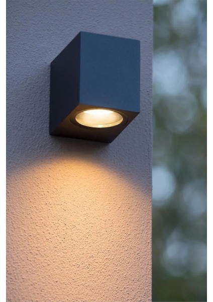 Tek Yön Dış Mekan Aplik, Alüminyum Gövde, Temperli Cam, Mat Siyah, GU10 LED 5W Ampul Dâhil fiyatları