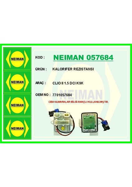 Kalorıfer Rezıstansı Clıo Iı 1.5 Dcı K9K